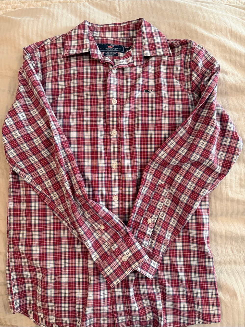 Vineyard Vines Boys Red Plaid Button-Down Shirt